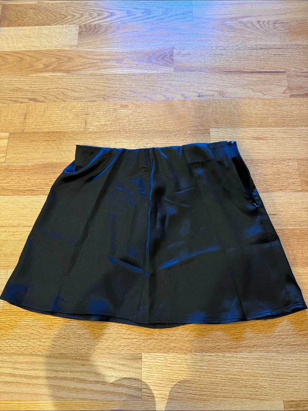 zeagoo Black Satin Mini Skirt